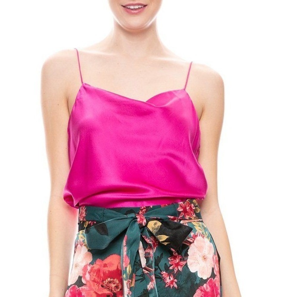 CAMI NYC Pink Silk Axel Drape Front Cowl Neck Cami Top Small in‎ Nebula